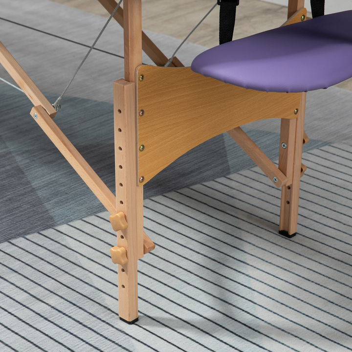Portable Massage Bed Folding Spa Beauty Massage Table with 2 Sections Purple