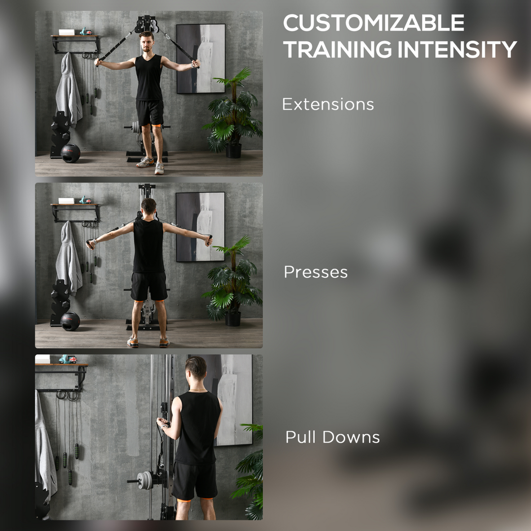 SPORTNOW Wall Mount Cable Station with 15 Positions Adjustable Dual Pulleys