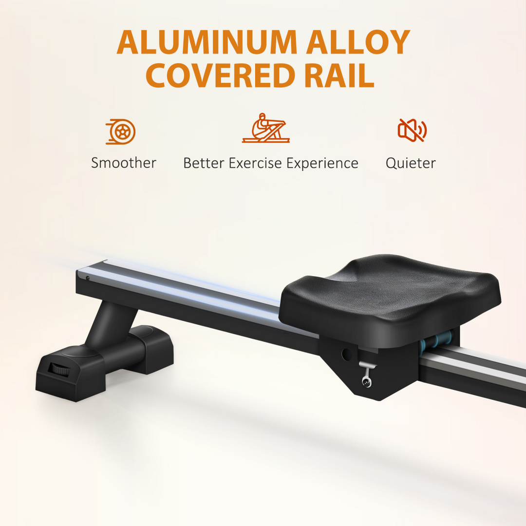 SPORTNOW Foldable Water Rowing Machine with Wheels and LCD Monitor, Black