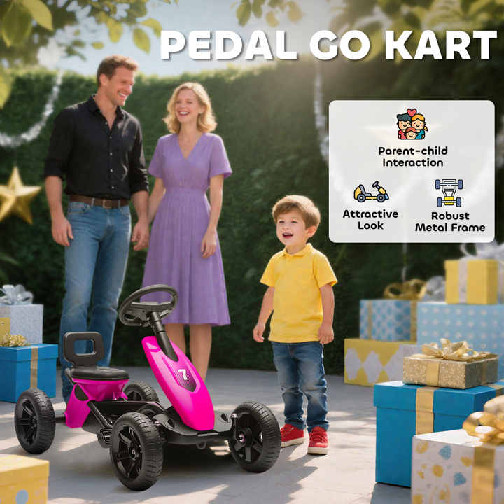 Children's Bright Pink Pedal Go Kart