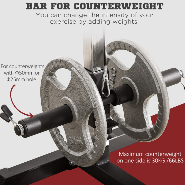 Exercise Pulldown Machine Power Tower with Adjustable Seat Cables HOMCOM