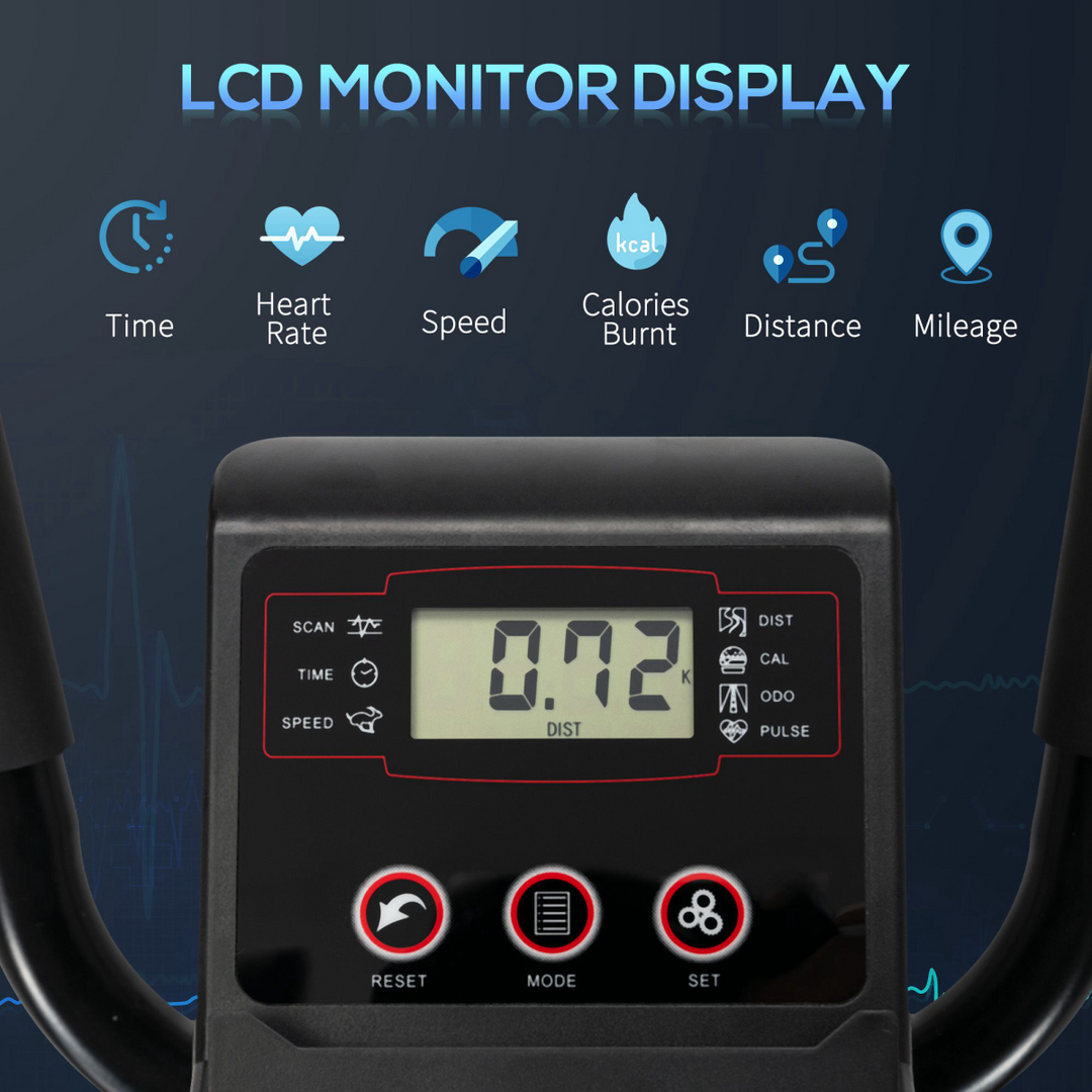 HOMCOM Elliptical Cross Trainer w/ Adjustable Resistance, LCD Monitor, Wheels