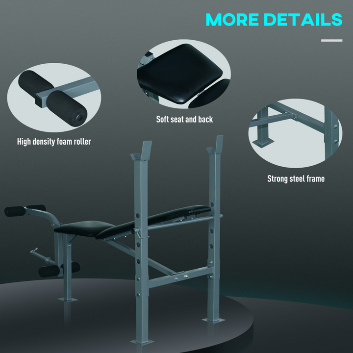 Adjustable Multi Gym Weight Bench Barbell Stand Chest Leg Abs Training HOMCOM