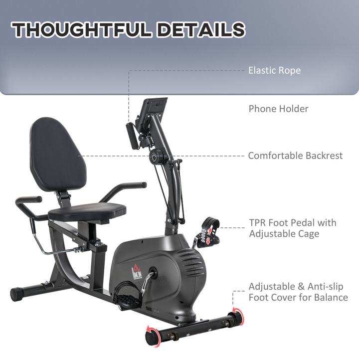 Exercise Training Stationary Cycling Bike w/ LCD Monitor & Pad Holder HOMCOM