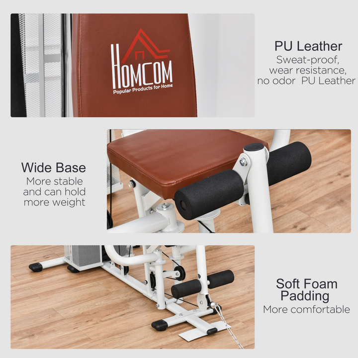HOMCOM Multifunction Home Gym Weight Training Station Machine White
