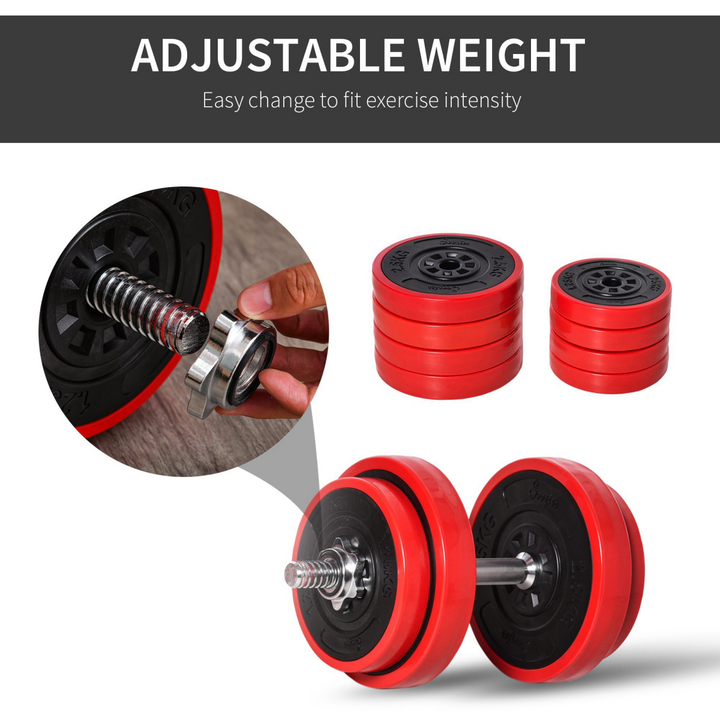 20KGS Dumbbell & Barbell  Adjustable Ergonomic Set Exercise in Home Gym HOMCOM