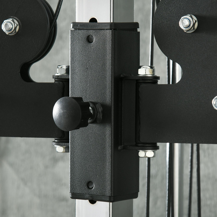 SPORTNOW Wall Mount Cable Station with 15 Positions Adjustable Dual Pulleys