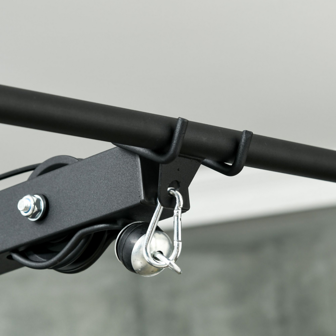 SPORTNOW Pull Up Station Power Cage with Adjustable Seat, Home Gym, Black