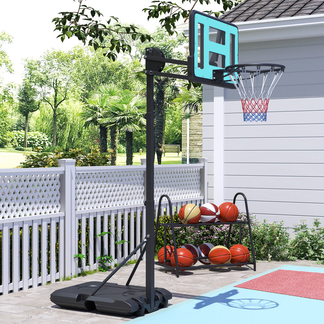 SPORTNOW 146-236cm Adjustable Basketball Hoop Outdoor, Portable on Wheels