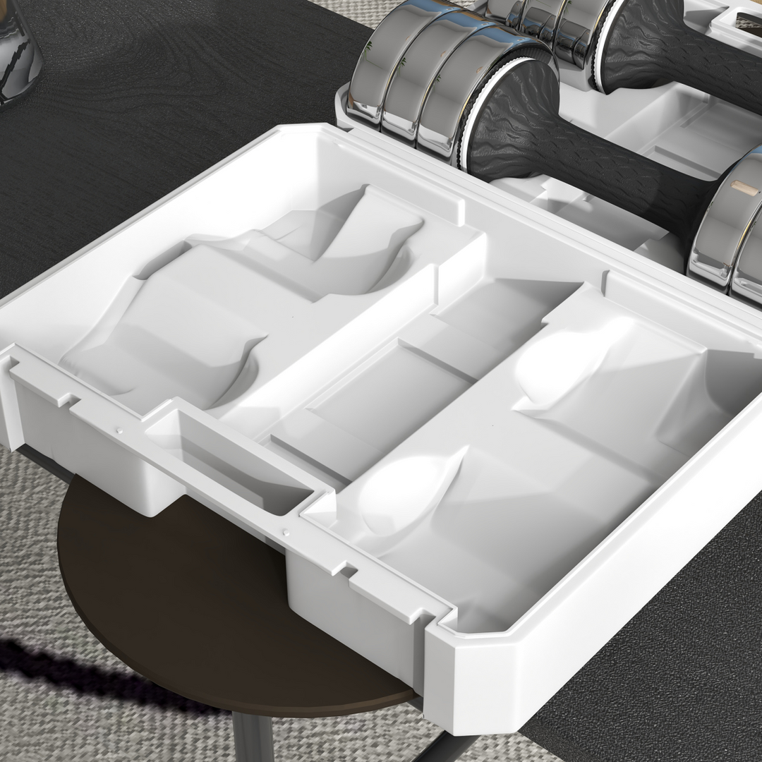 Adjustable Dumbbells Set, Free weights with Storage Box, 10kg x 2 Silver Black