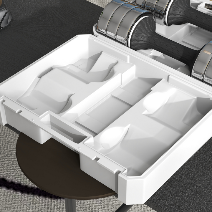 Adjustable Dumbbells Set, Free weights with Storage Box, 10kg x 2 Silver Black