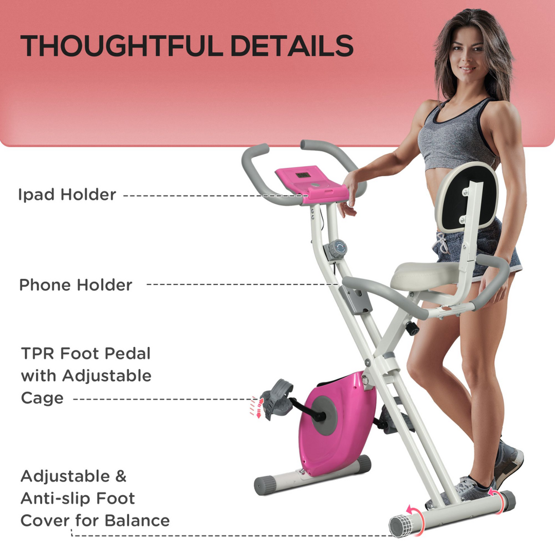 HOMCOM Folding Exercise Bike w/ Adjustable Magnetic Resistance and Seat Height