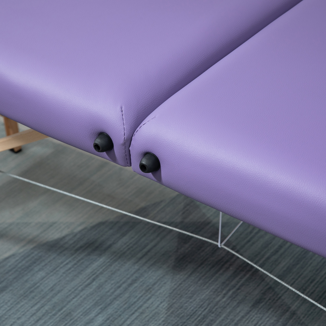 Portable Massage Bed Folding Spa Beauty Massage Table with 2 Sections Purple