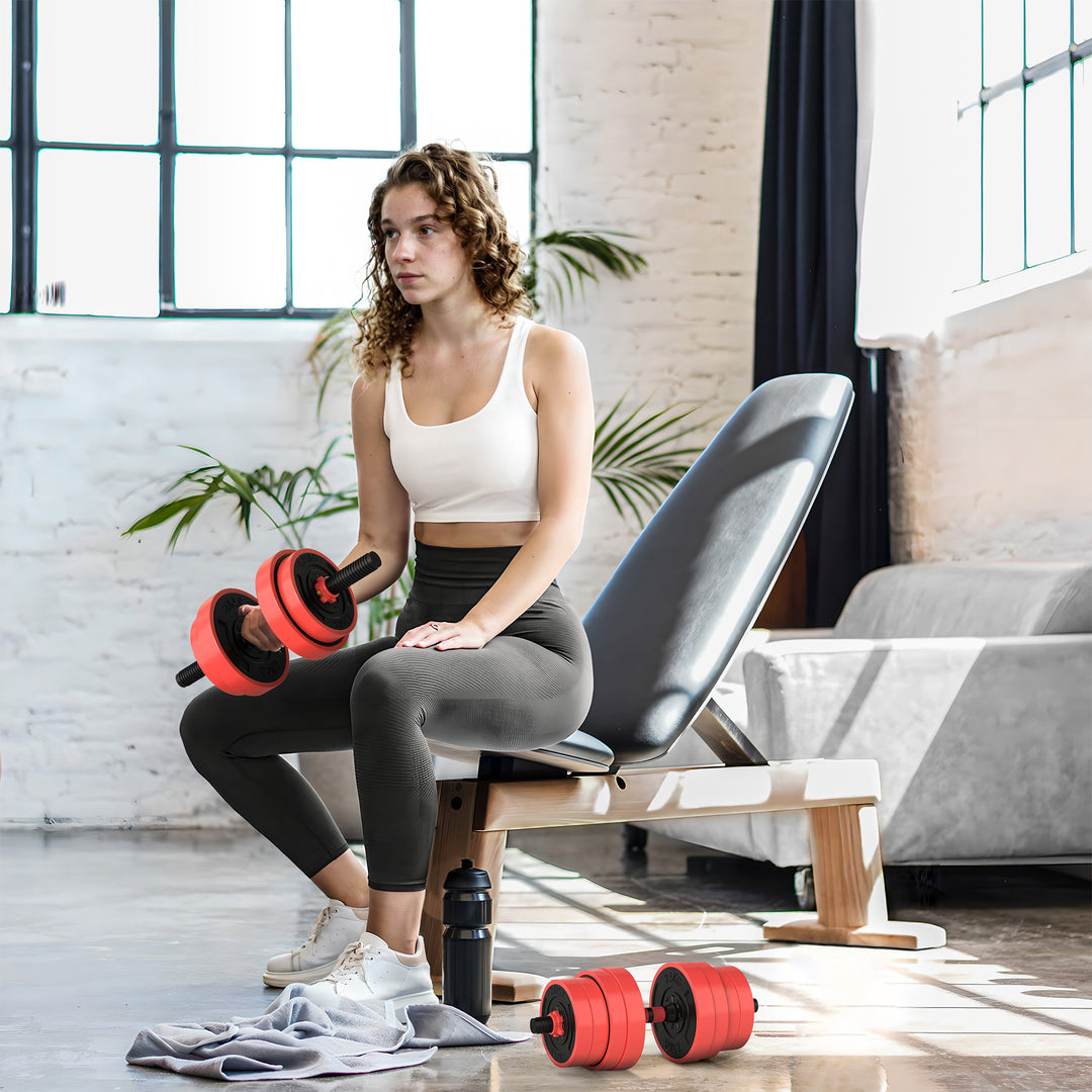 SPORTNOW Weight Dumbbells Set, Barbell, Kettlebell, Push Up Stand, 30kg