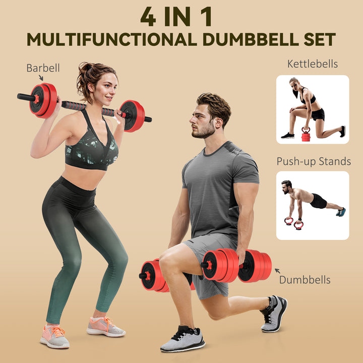 SPORTNOW Weight Dumbbells Set, Barbell, Kettlebell, Push Up Stand, 30kg