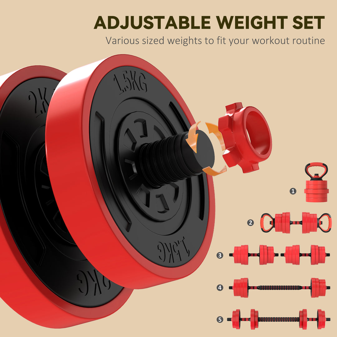 SPORTNOW Weight Dumbbells Set, Barbell, Kettlebell, Push Up Stand, 30kg