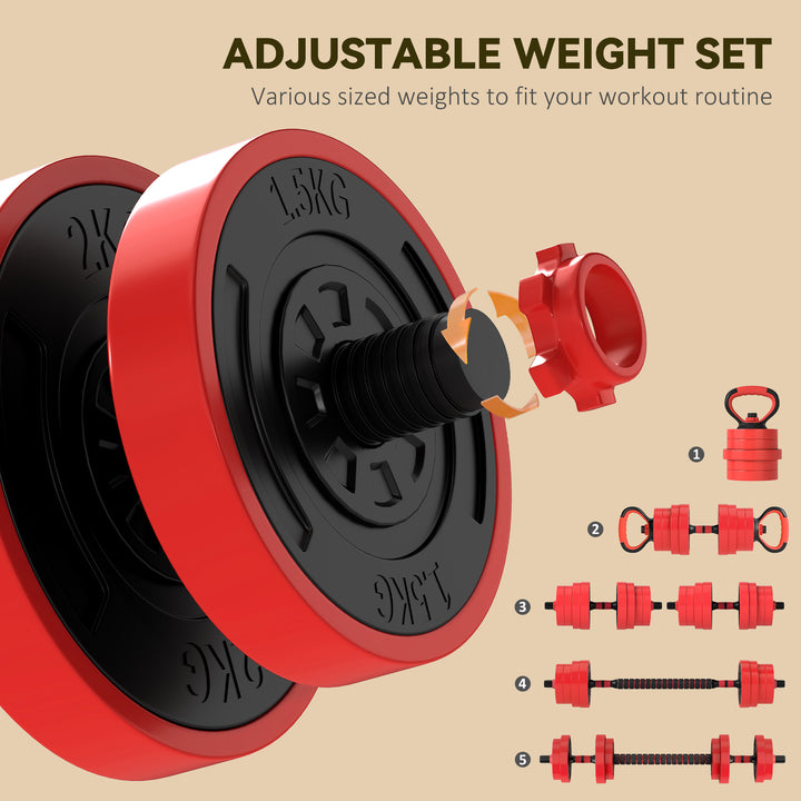SPORTNOW Weight Dumbbells Set, Barbell, Kettlebell, Push Up Stand, 30kg