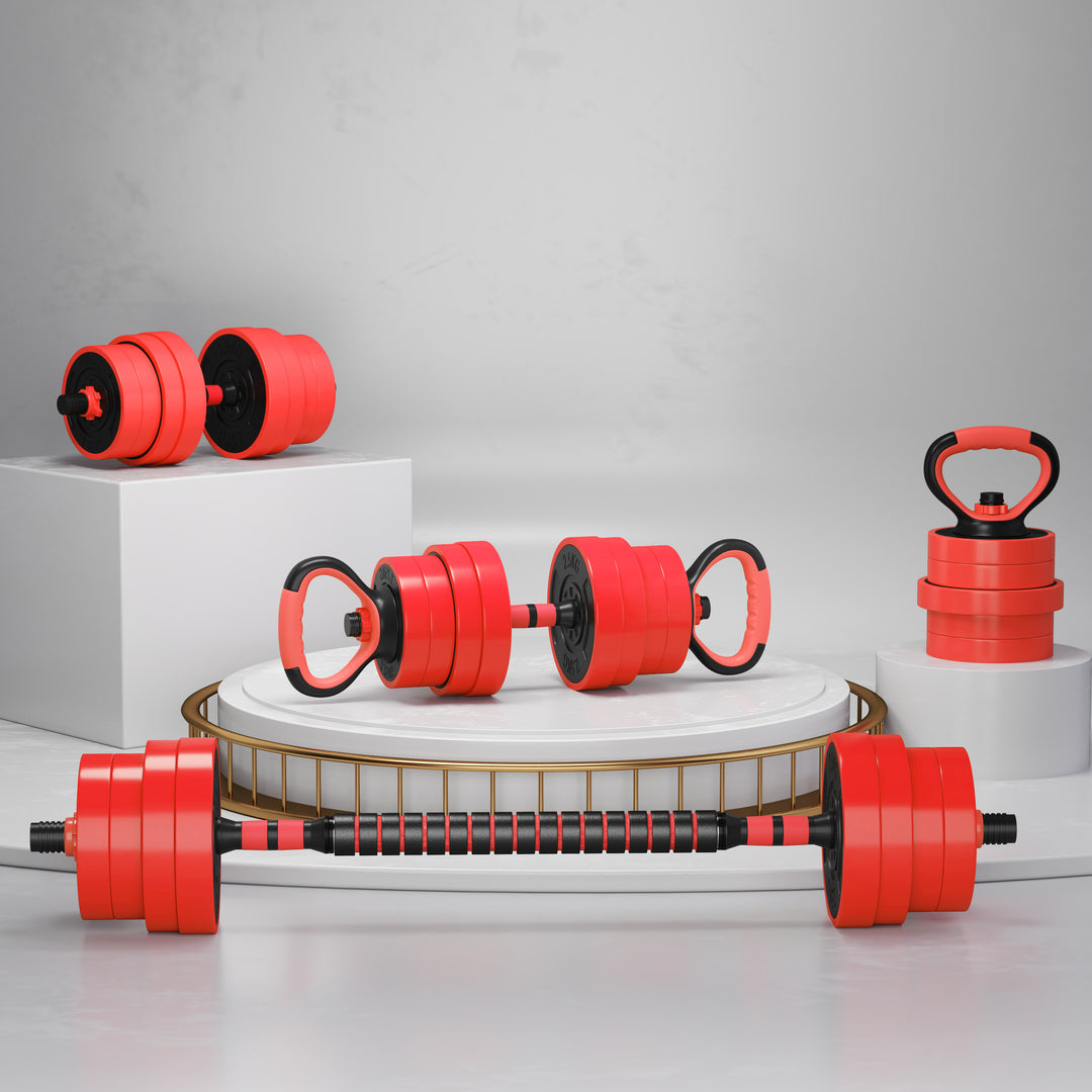 SPORTNOW Weight Dumbbells Set, Barbell, Kettlebell, Push Up Stand, 30kg