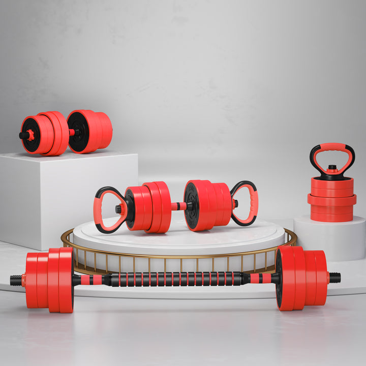 SPORTNOW Weight Dumbbells Set, Barbell, Kettlebell, Push Up Stand, 30kg