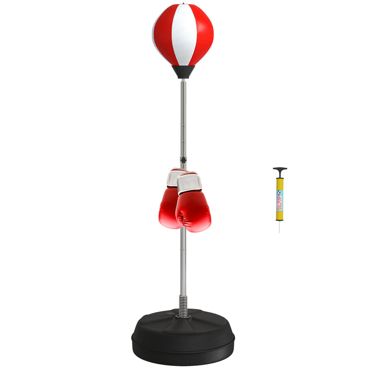 HOMCOM Punching Bag with Stand Boxing Bag Set with Adjustable Height Red