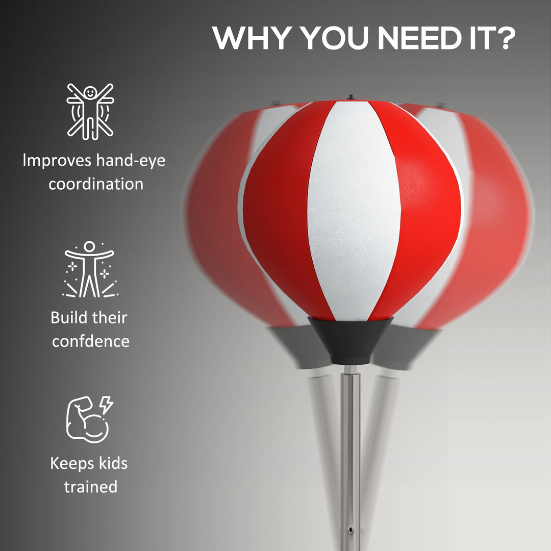 HOMCOM Punching Bag with Stand Boxing Bag Set with Adjustable Height Red