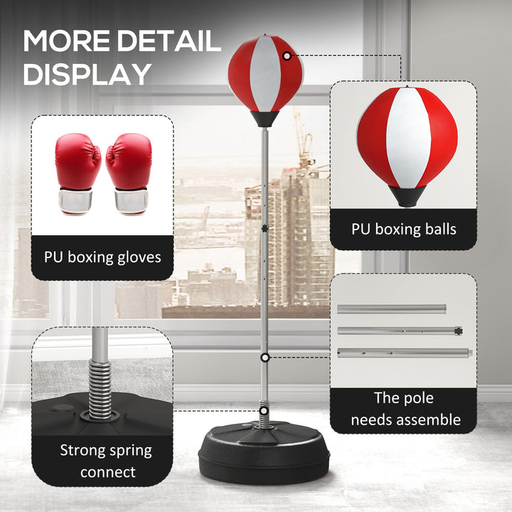 HOMCOM Punching Bag with Stand Boxing Bag Set with Adjustable Height Red