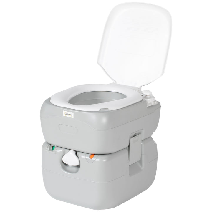 Outsunny Portable Toilet with Detachable Tanks for Camping, Grey
