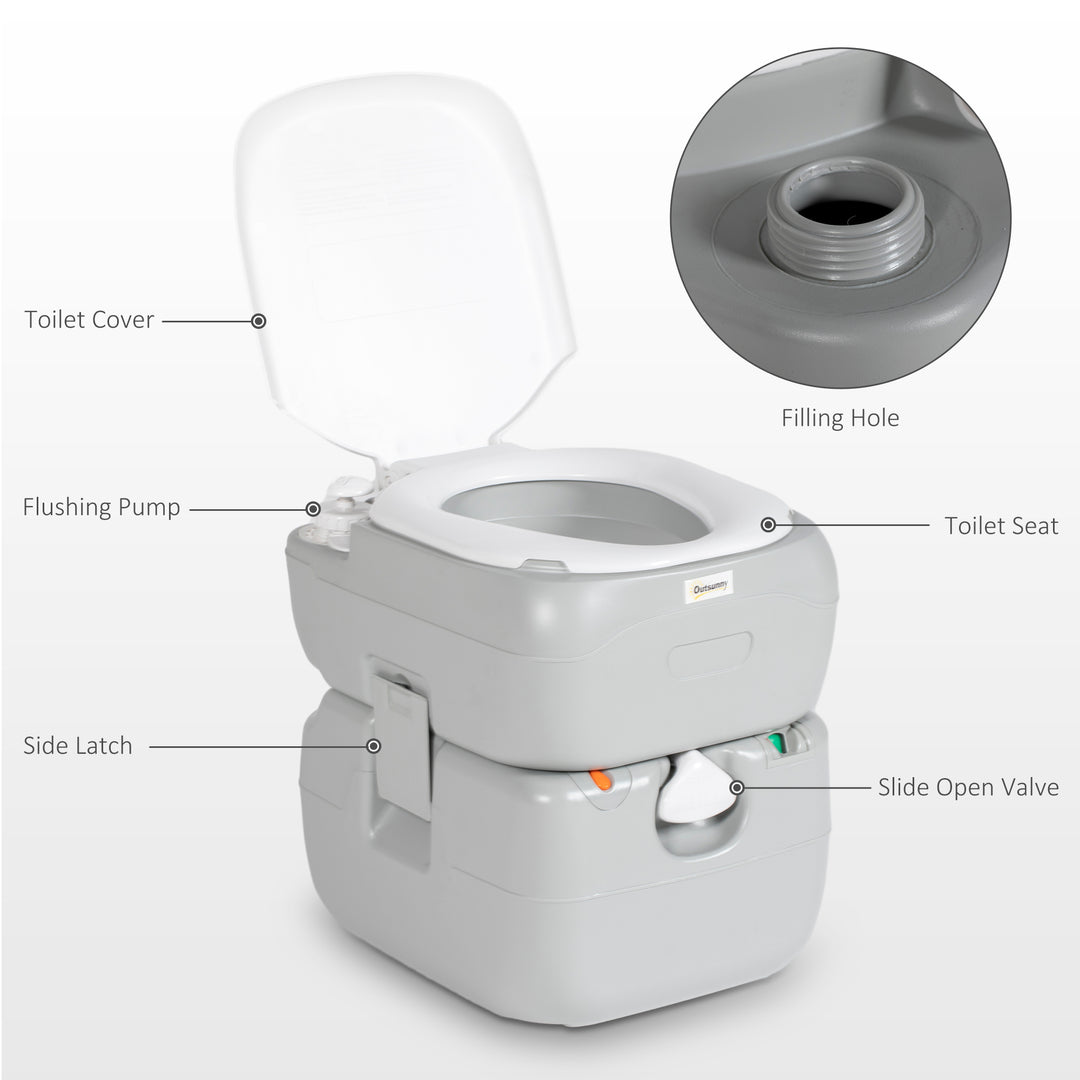 Outsunny Portable Toilet with Detachable Tanks for Camping, Grey
