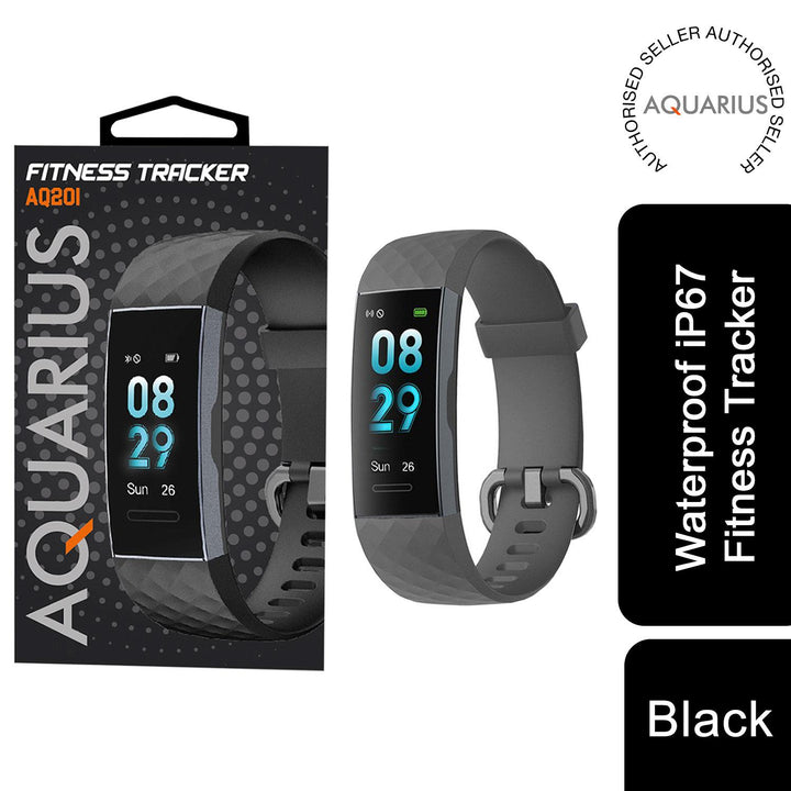 Aquarius IP67 Waterproof Bluetooth Fitness Tracker with Heart Rate Monitor and Step Counter - Black