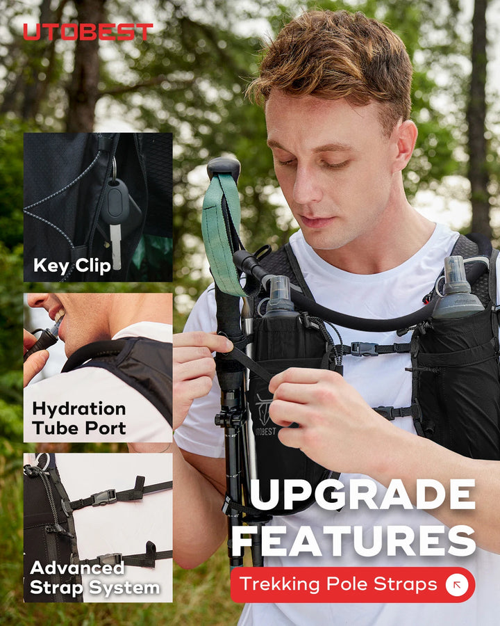 UTOBEST 10L Running Hydration Backpack Compatible With 2L Water Bladder Running Vest for Hiking Cycling
