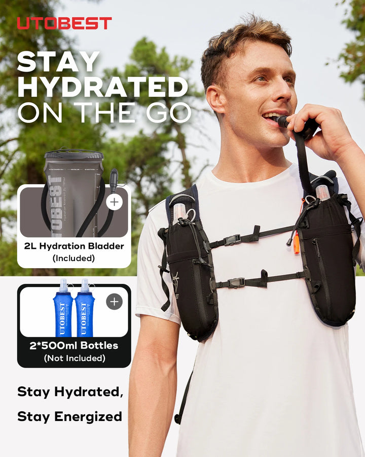 UTOBEST 10L Running Hydration Backpack Compatible With 2L Water Bladder Running Vest for Hiking Cycling
