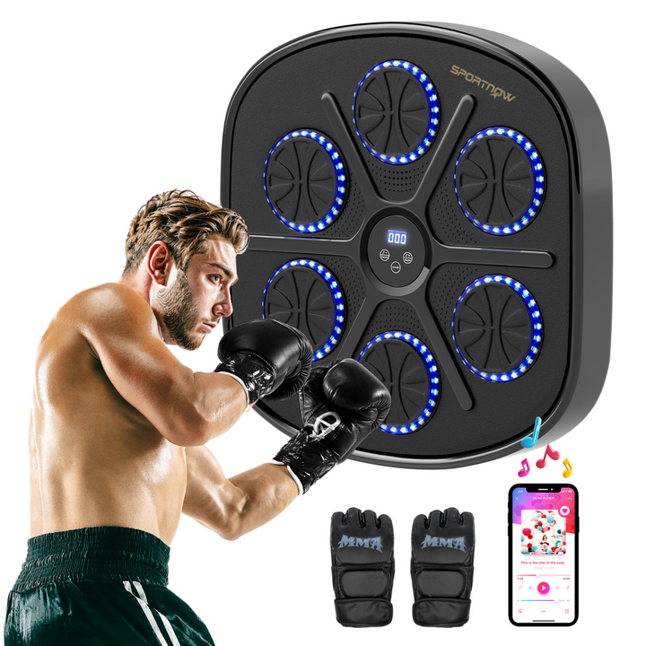 SPORTNOW Smart Bluetooth Boxing Machine Wall Mounted with 9 Speeds & Modes