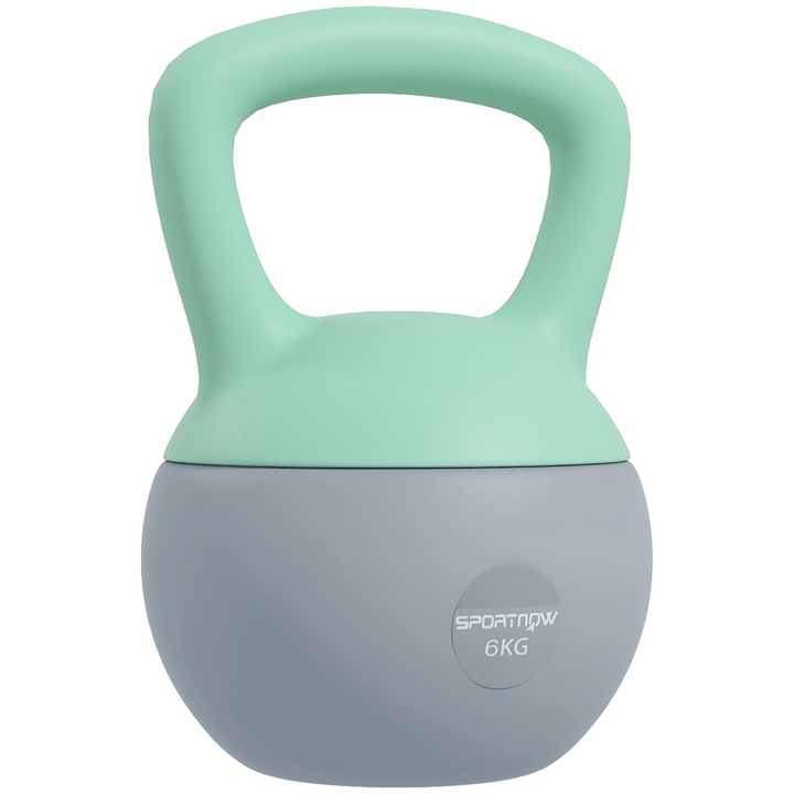 SPORTNOW 6KG Kettlebell with Soft Body and Non-Slip Handle, Grey and Green