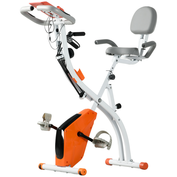 2-In-1 Upright Exercise Bike 8-Level Adjustable with Pulse Sensor Orange